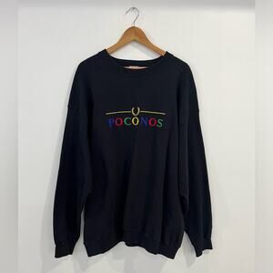 Poconos Vintage Crewneck Oversized Sweatshirt Black XL